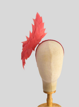 Load image into Gallery viewer, Feathered sculptural headpiece - coral