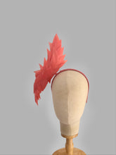 Load image into Gallery viewer, Feathered sculptural headpiece - coral