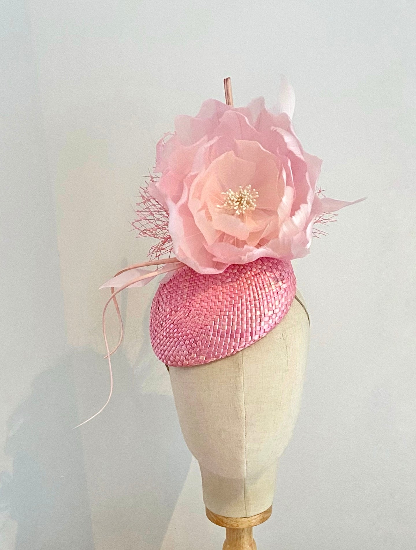 Rosie  feather flower hat -pinks