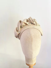 Load image into Gallery viewer, Cream Tweed  ruffle headpiece

