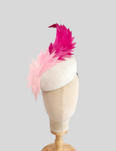 Load image into Gallery viewer, Pia feather feature  hat - made to order , colours by request
