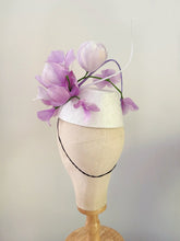 Load image into Gallery viewer, Laura Feather Blooms -white and lilac purples