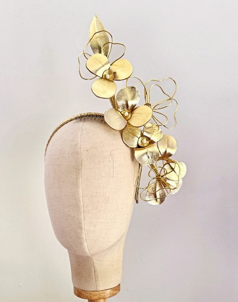 Gold  leather floral headpiece