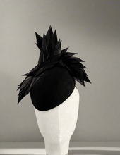 Load image into Gallery viewer, Nadine  felt and feather hat -black