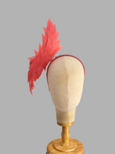 Load image into Gallery viewer, Feathered sculptural headpiece - coral