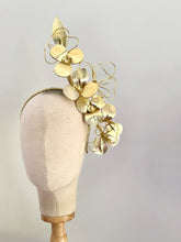 Load image into Gallery viewer, Gold  leather floral headpiece
