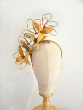 Load image into Gallery viewer, ALLY leather headpiece -light orange gold  tones

