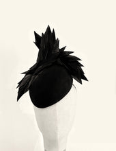 Load image into Gallery viewer, Nadine  felt and feather hat -black
