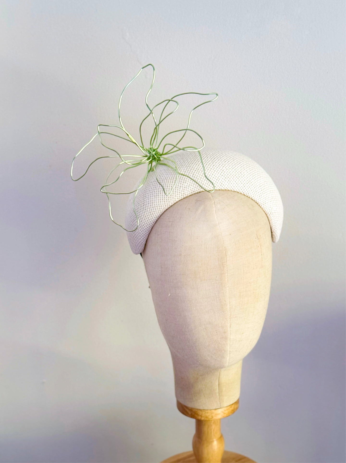 Rayna  band  headpiece - white with soft green