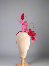 Load image into Gallery viewer, leather floral headpiece - red and pink
