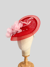 Load image into Gallery viewer, Red and pink feather floral disc

