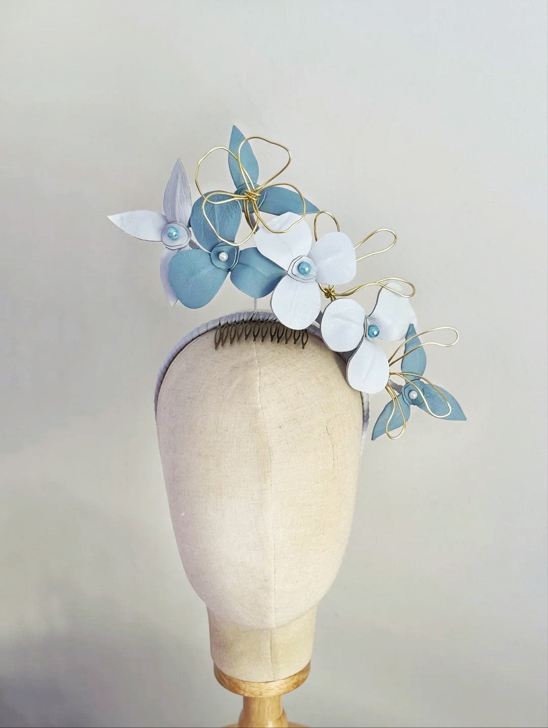Ella Leather  headpiece - multi blues