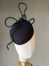 Load image into Gallery viewer, Black Sparkle  bow  felt hat
