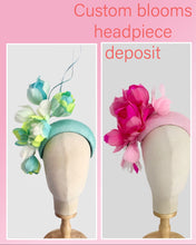 Load image into Gallery viewer, Custom Blooms Feather floral Headpiece - deposit payment
