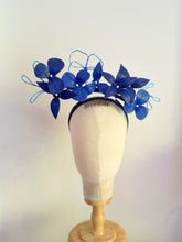 Load image into Gallery viewer, Floating Leather  halo headpiece - multi blues
