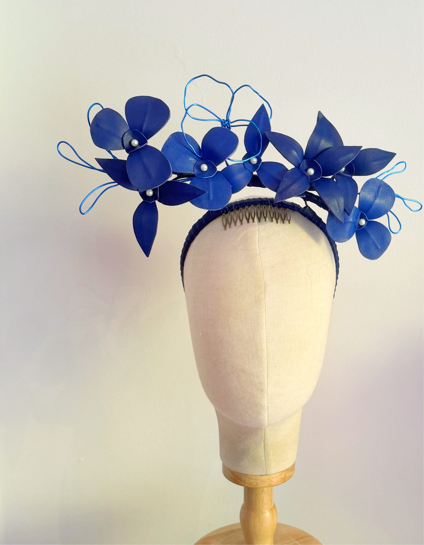 Floating Leather  halo headpiece - multi blues