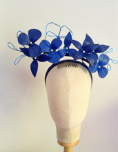 Load image into Gallery viewer, Floating Leather  halo headpiece - multi blues
