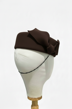 Load image into Gallery viewer, Side Bow pillbox  - chocolate brown
