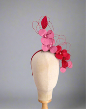 Load image into Gallery viewer, leather floral headpiece - red and pink

