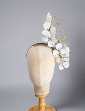 Load image into Gallery viewer, leather floral headpiece - white and gold

