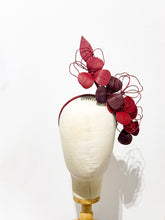 Load image into Gallery viewer, leather floral headpiece - deep red

