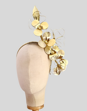 Load image into Gallery viewer, Gold  leather floral headpiece
