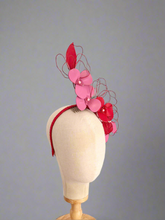 Load image into Gallery viewer, leather floral headpiece - red and pink
