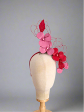 Load image into Gallery viewer, leather floral headpiece - red and pink
