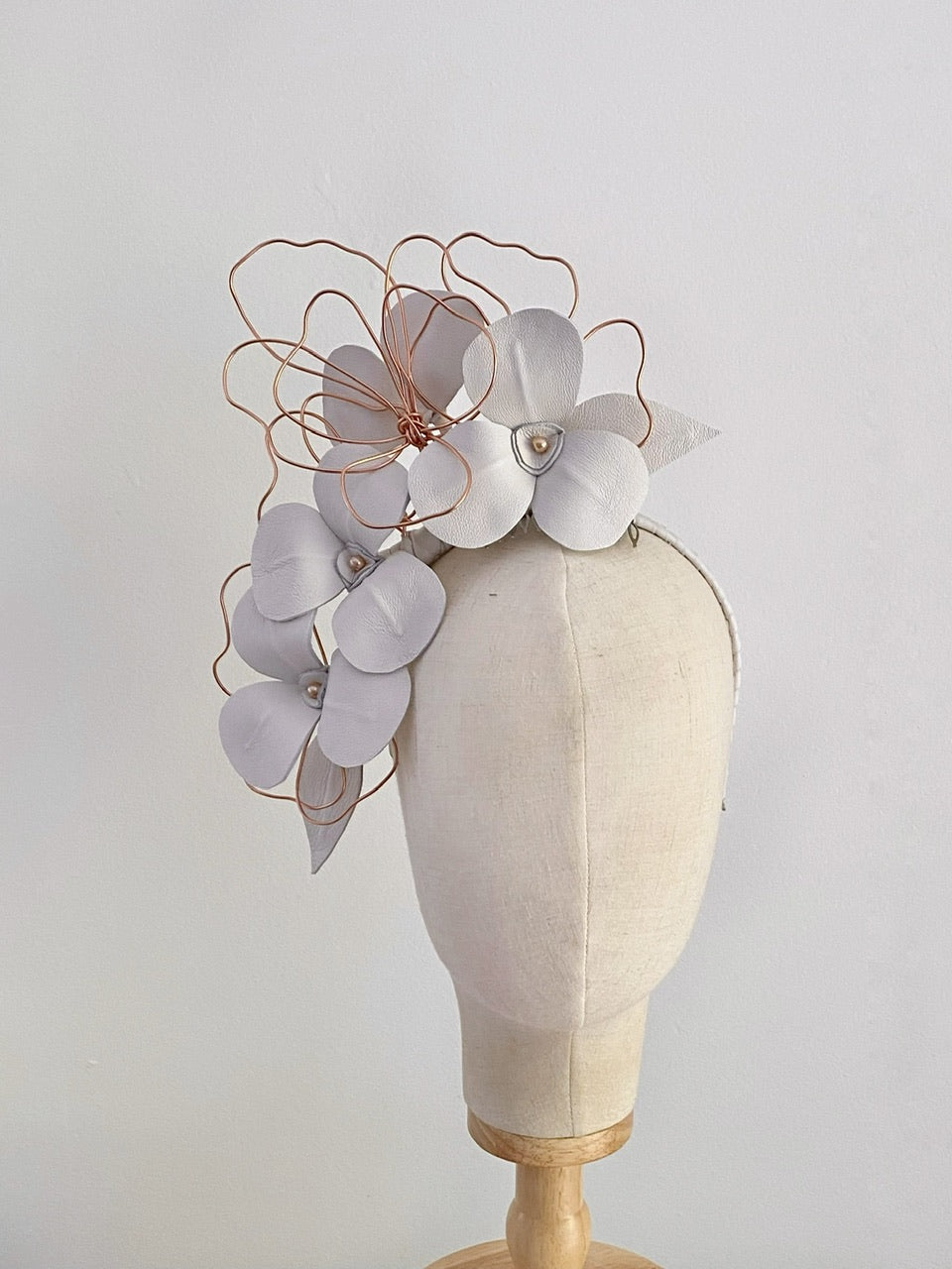 Lola leather headpiece - white with gold or rose gold