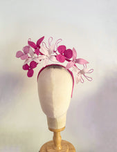 Load image into Gallery viewer, Floating Leather  halo headpiece -multi pinks
