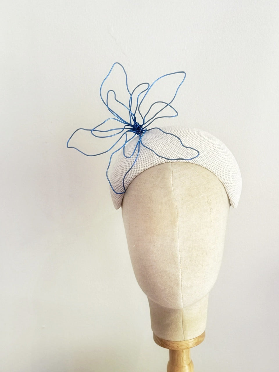 Rayna  band  headpiece - white with deep bright blue