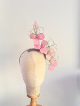 Load image into Gallery viewer, leather floral headpiece - pink and green
