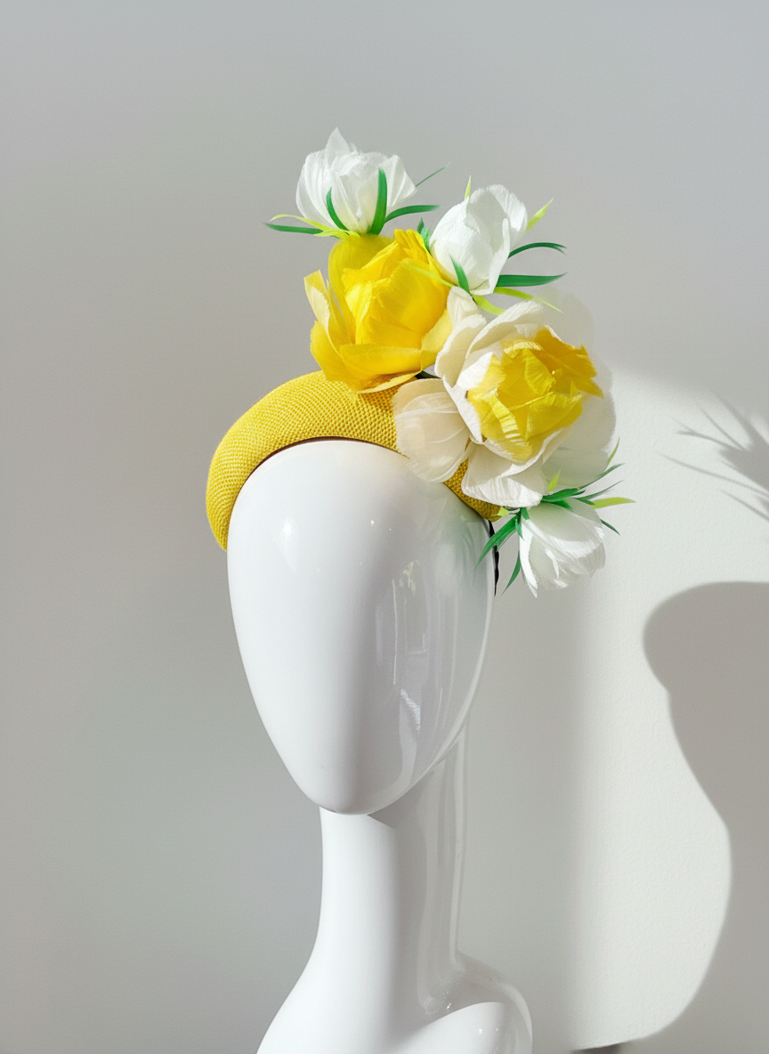 feather Blooms Headpiece - yellows