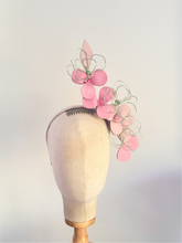 Load image into Gallery viewer, leather floral headpiece - pink and green
