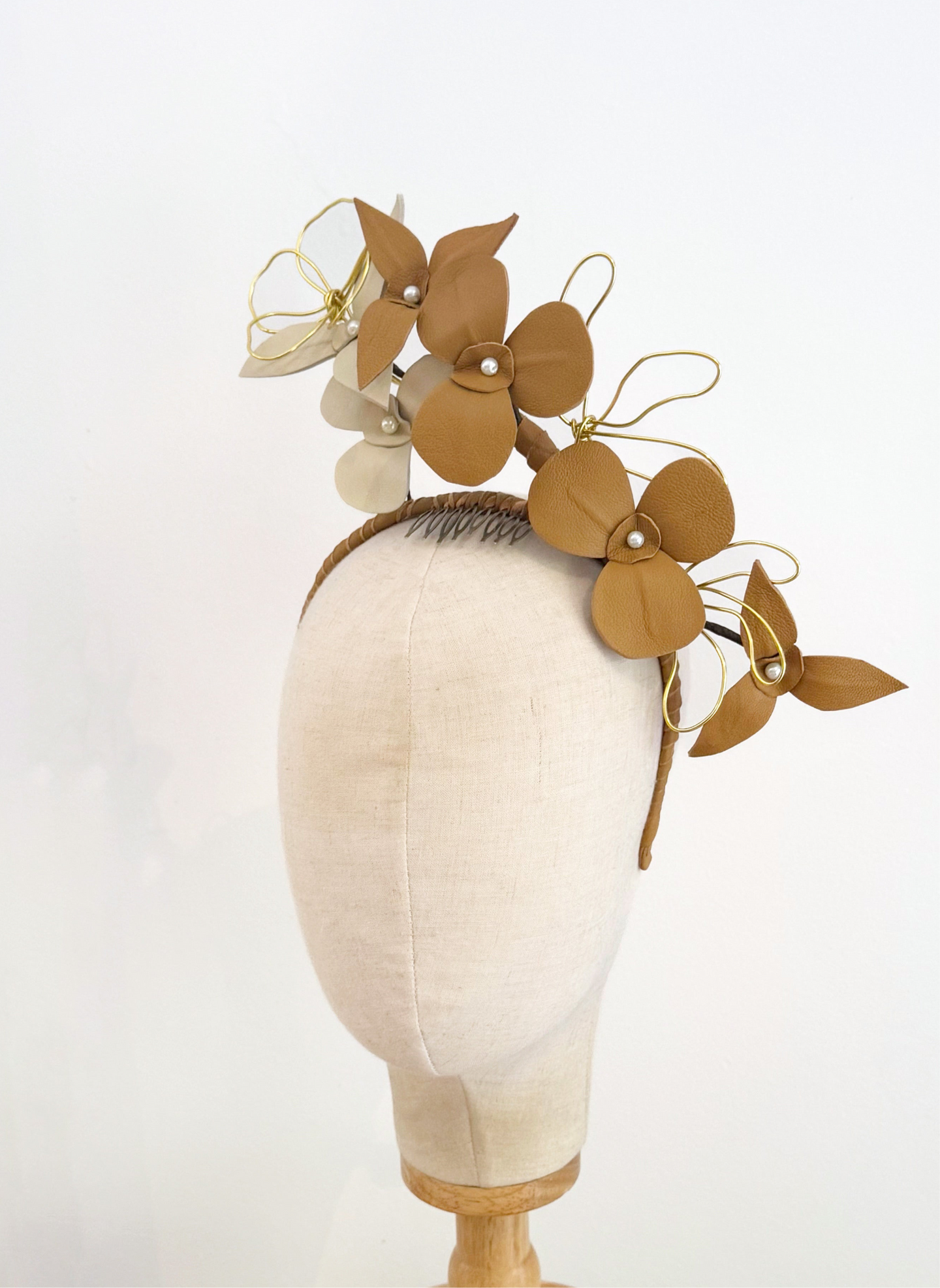 Ella Leather  headpiece - toffee