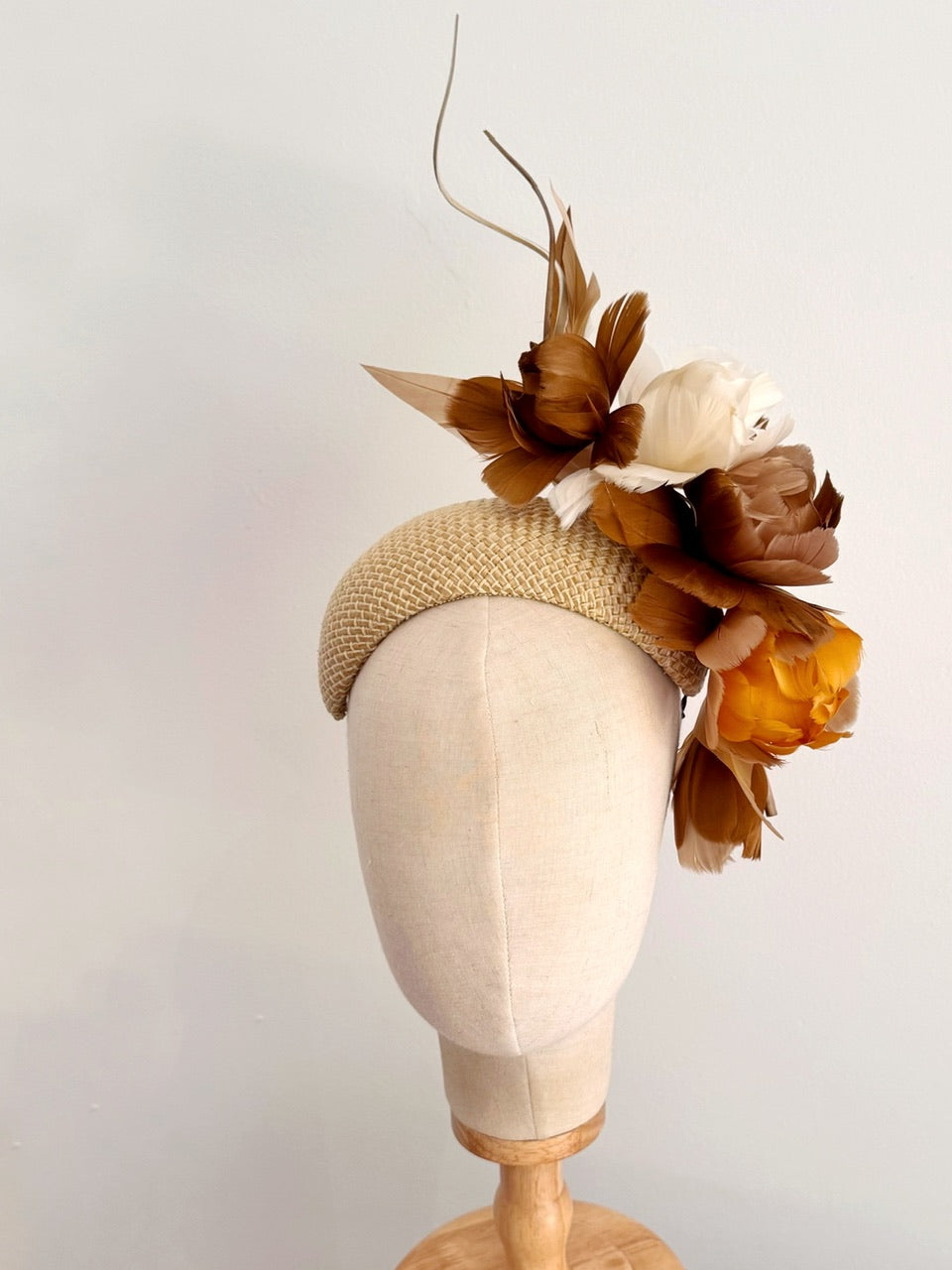 Golden browns Multi feather Blooms Headpiece