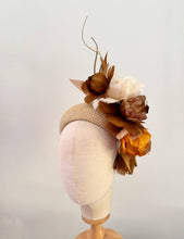 Load image into Gallery viewer, Golden browns Multi feather Blooms Headpiece
