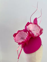 Load image into Gallery viewer, Larissa  felt hat with feather blooms - all the pinks
