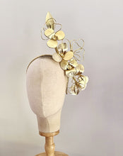 Load image into Gallery viewer, Gold  leather floral headpiece
