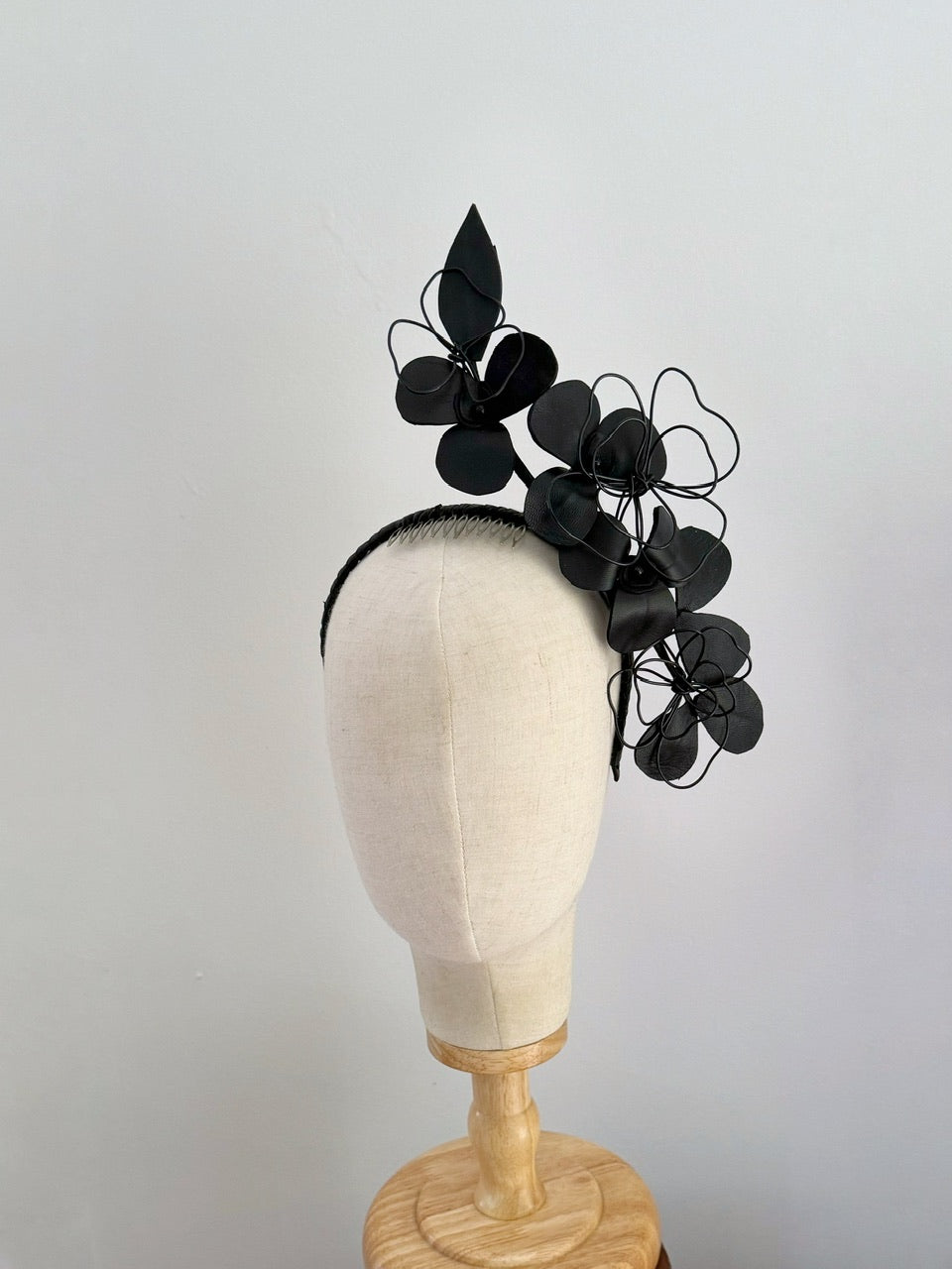 Black leather floral headpiece