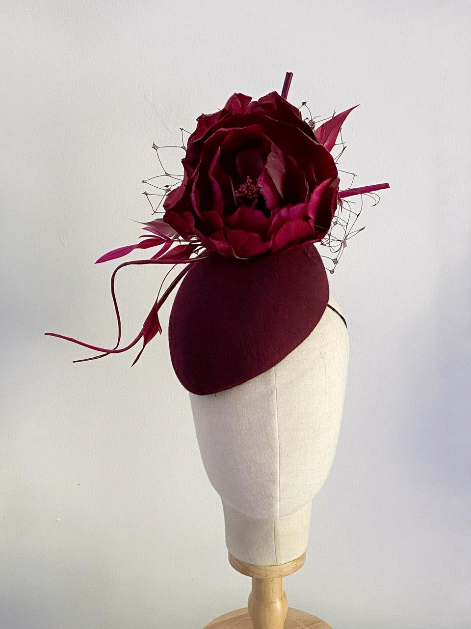 Rosie - feather flower hat